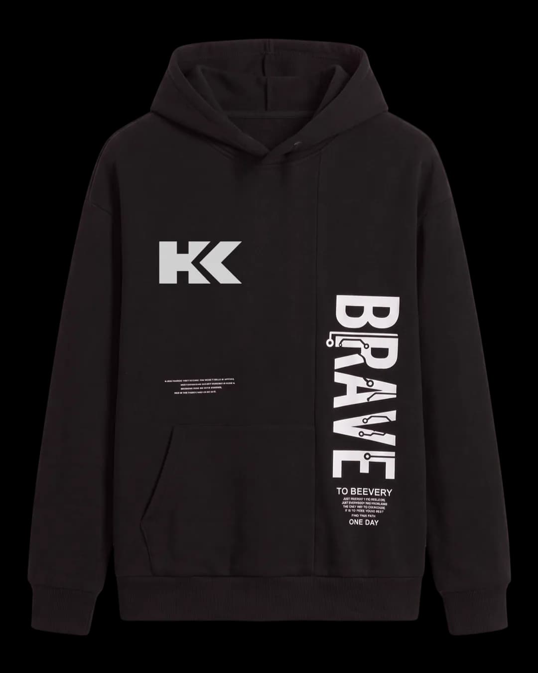Slogan Print Hoodie in Black
