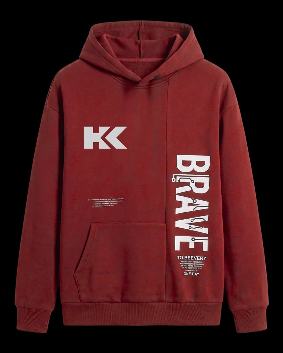 Slogan Print Hoodie in Red