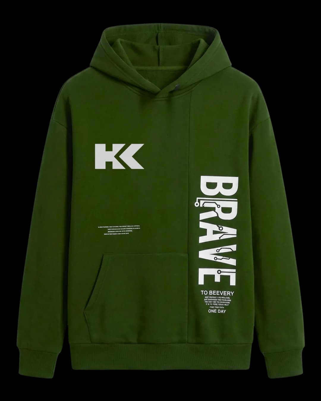 Slogan Print Hoodie in Green