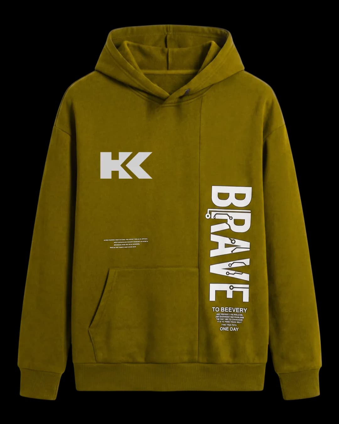 Slogan Print Hoodie in Mustard