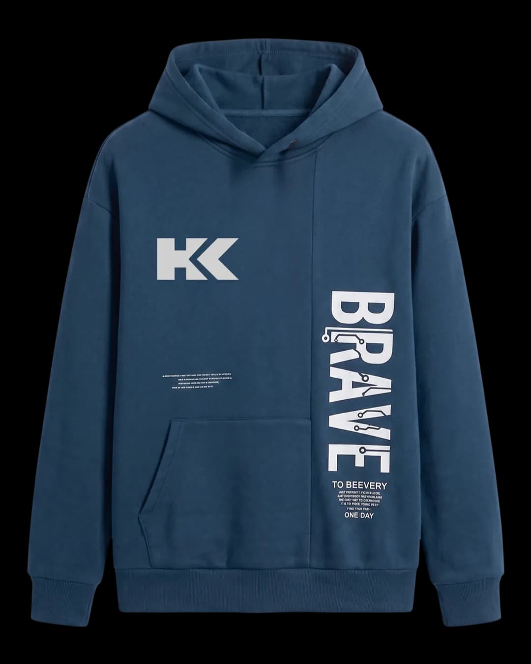 Slogan Print Hoodie in Steel Blue