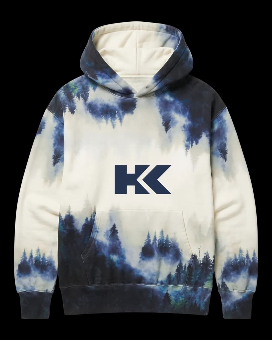 Forest Print Hoodie in Blue