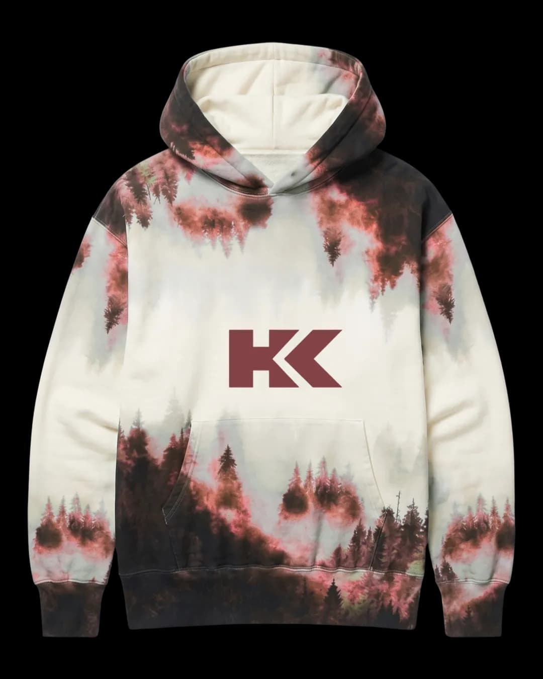 Forest Print Hoodie in Red