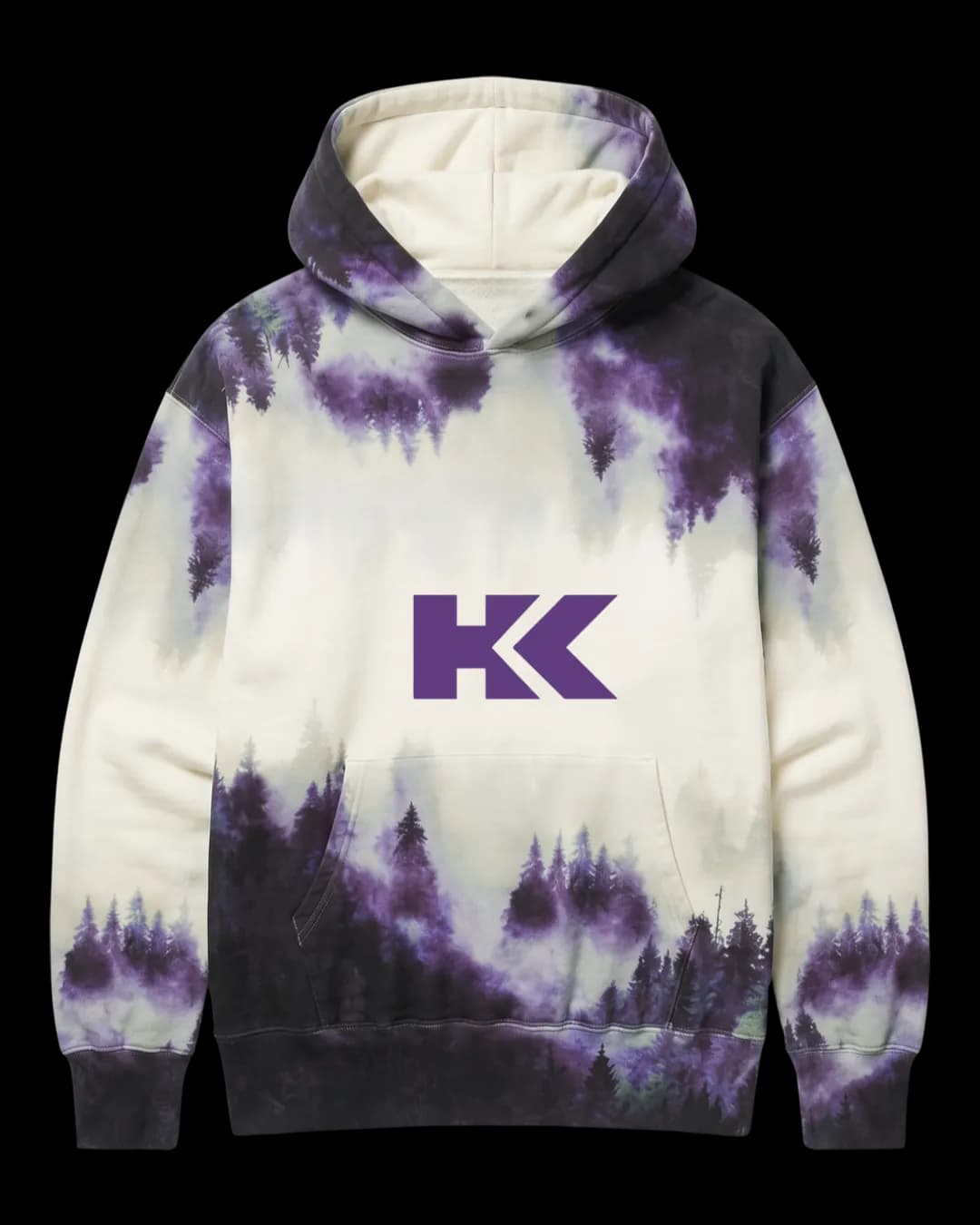 Forest Print Hoodie in Purple