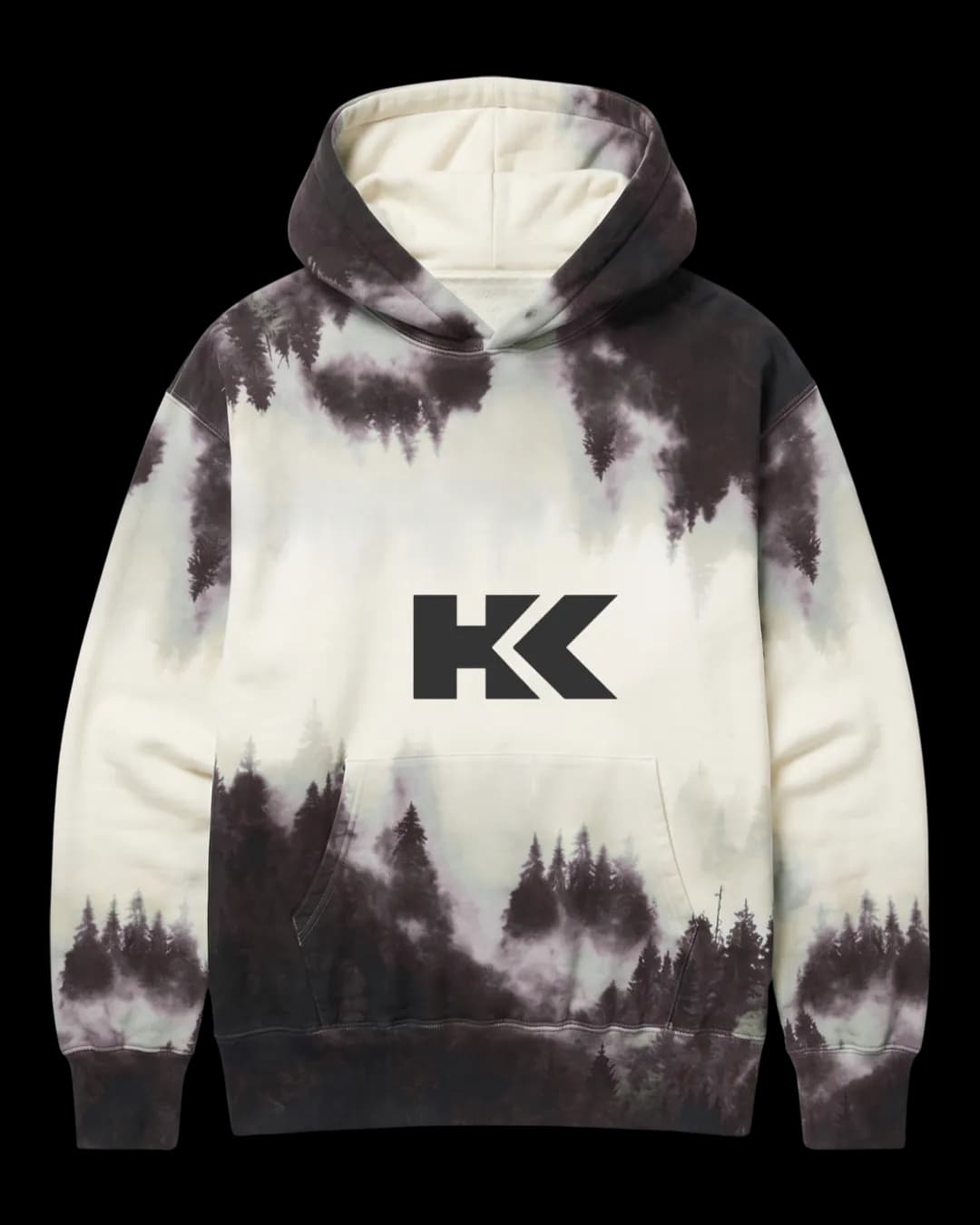 Forest Print Hoodie in Black