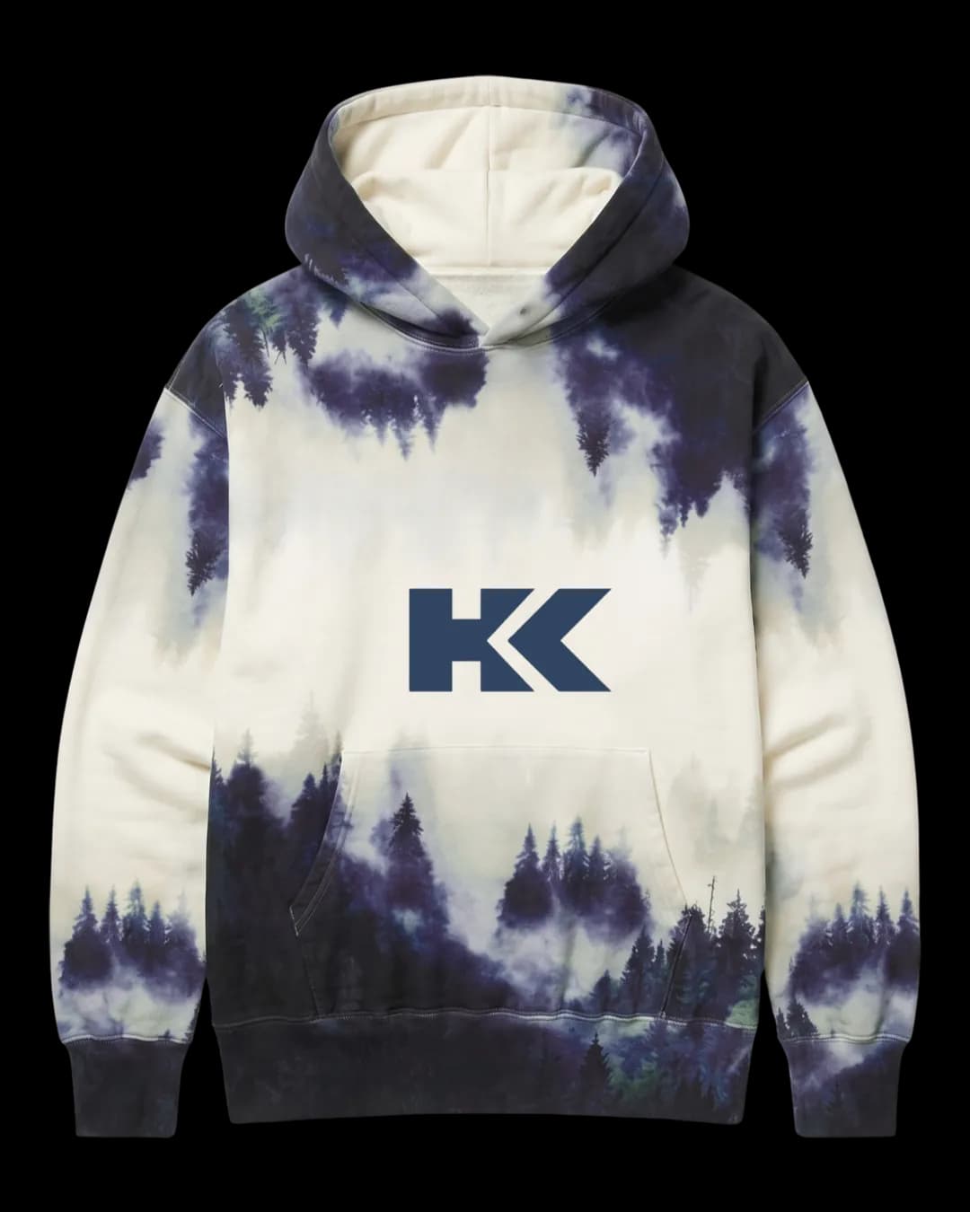 Forest Print Hoodie in Navy