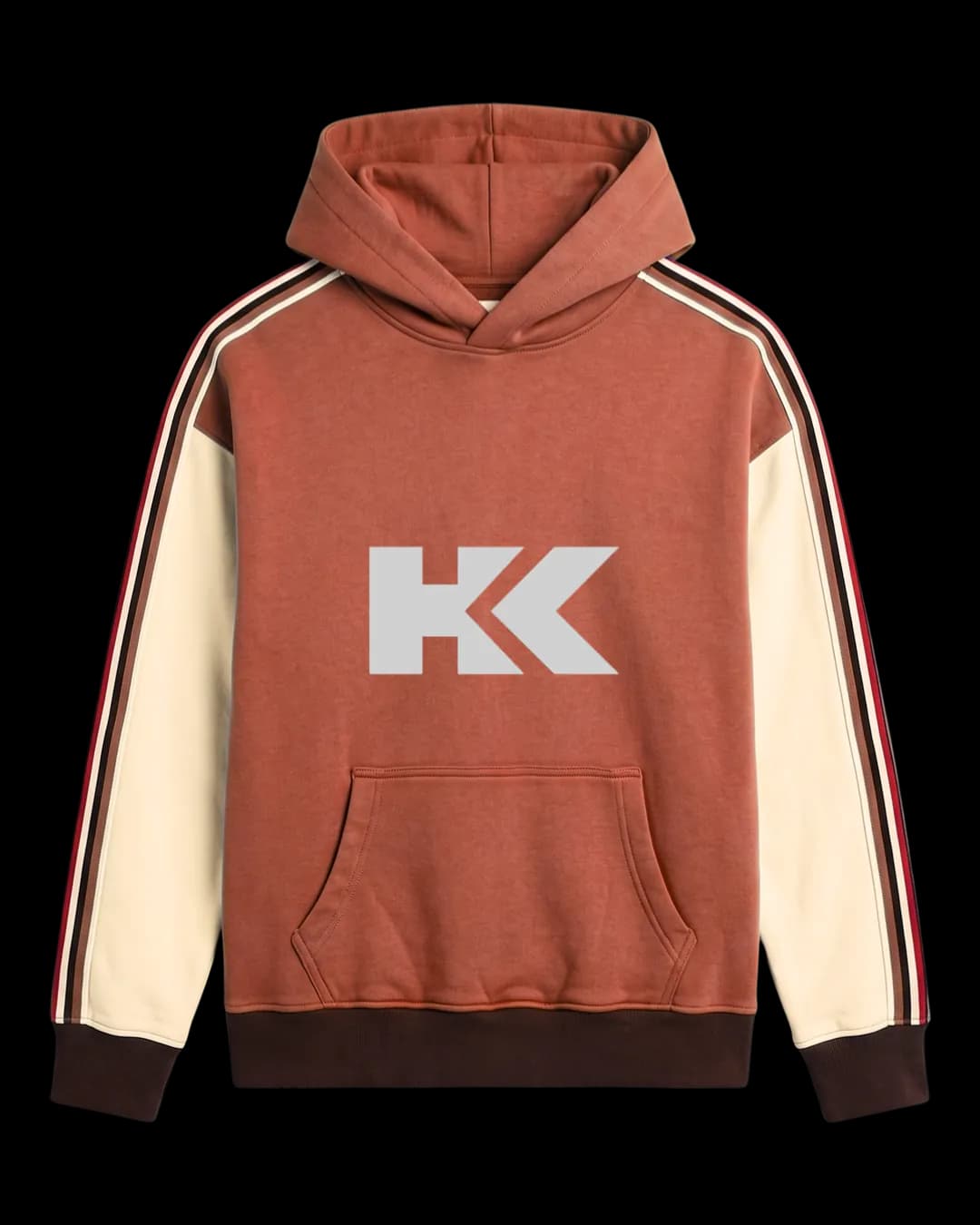 Contrast Sleeve Hoodie in Rust