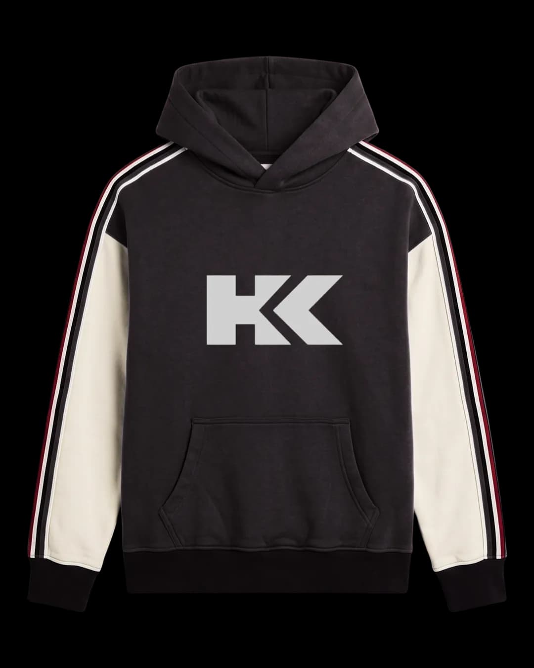 Contrast Sleeve Hoodie in Black