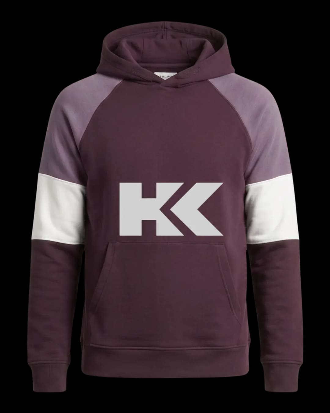 Raglan Colour Block Hoodie in Burgundy