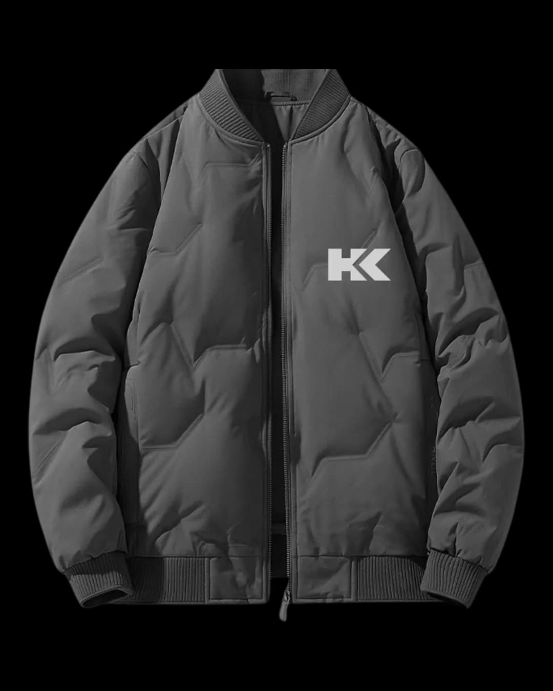 Quilted Bomber Jacket in Charcoal