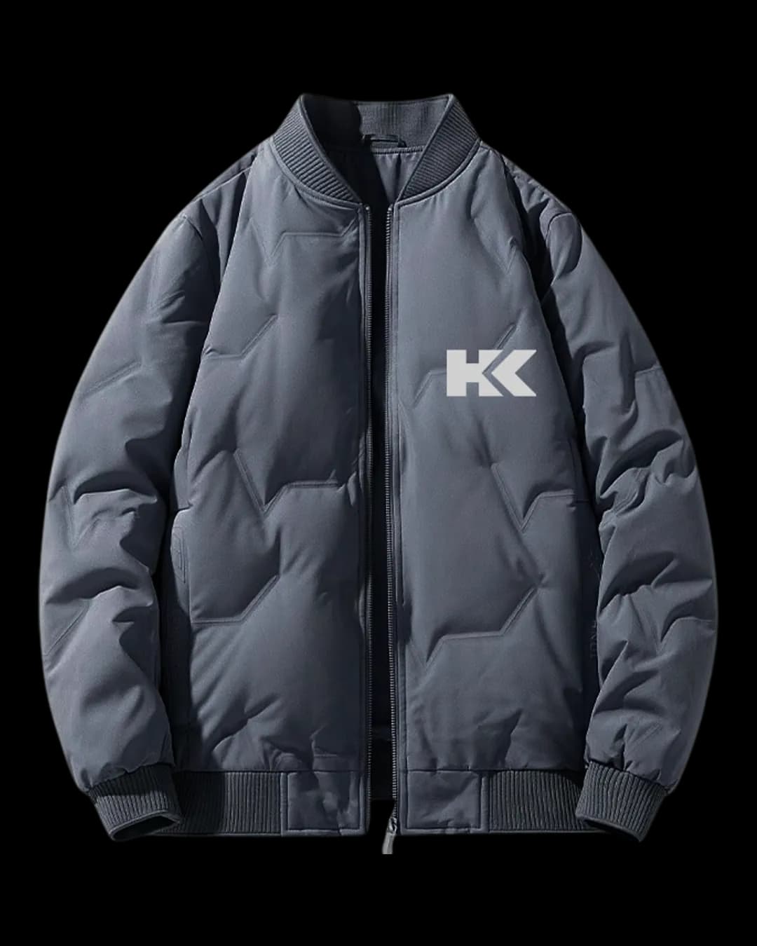 Quilted Bomber Jacket in Slate