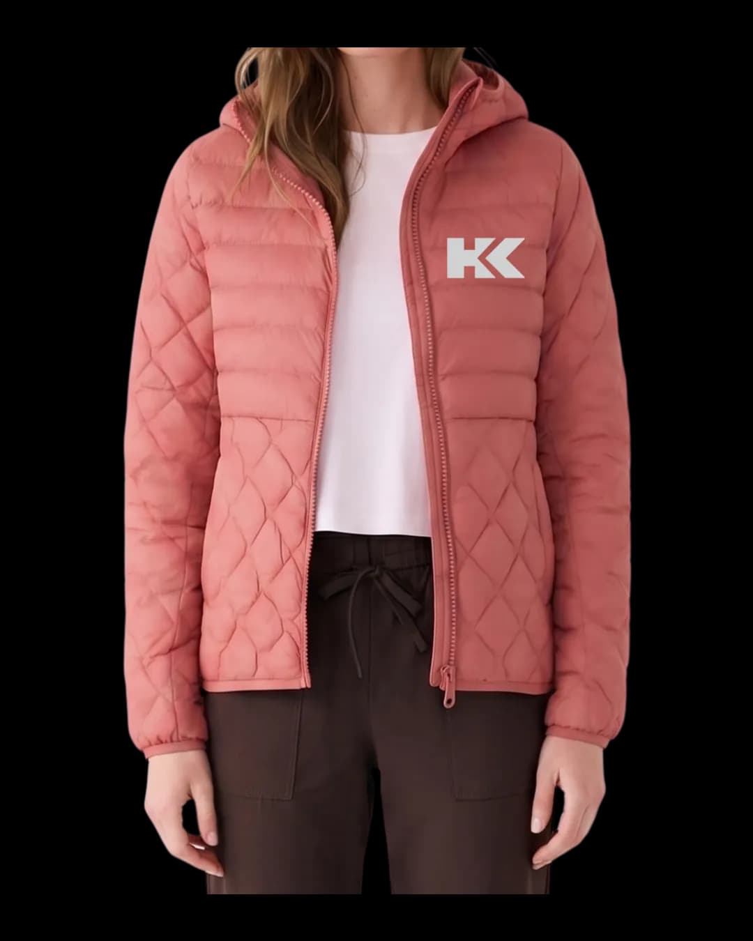 Quilted Hooded Jacket worn by a model