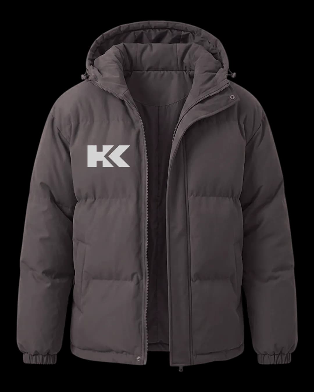 Hooded Puffer Jacket in Charcoal