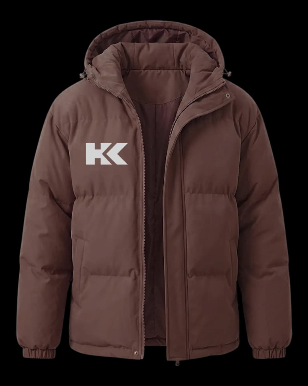 Hooded Puffer Jacket in Brown