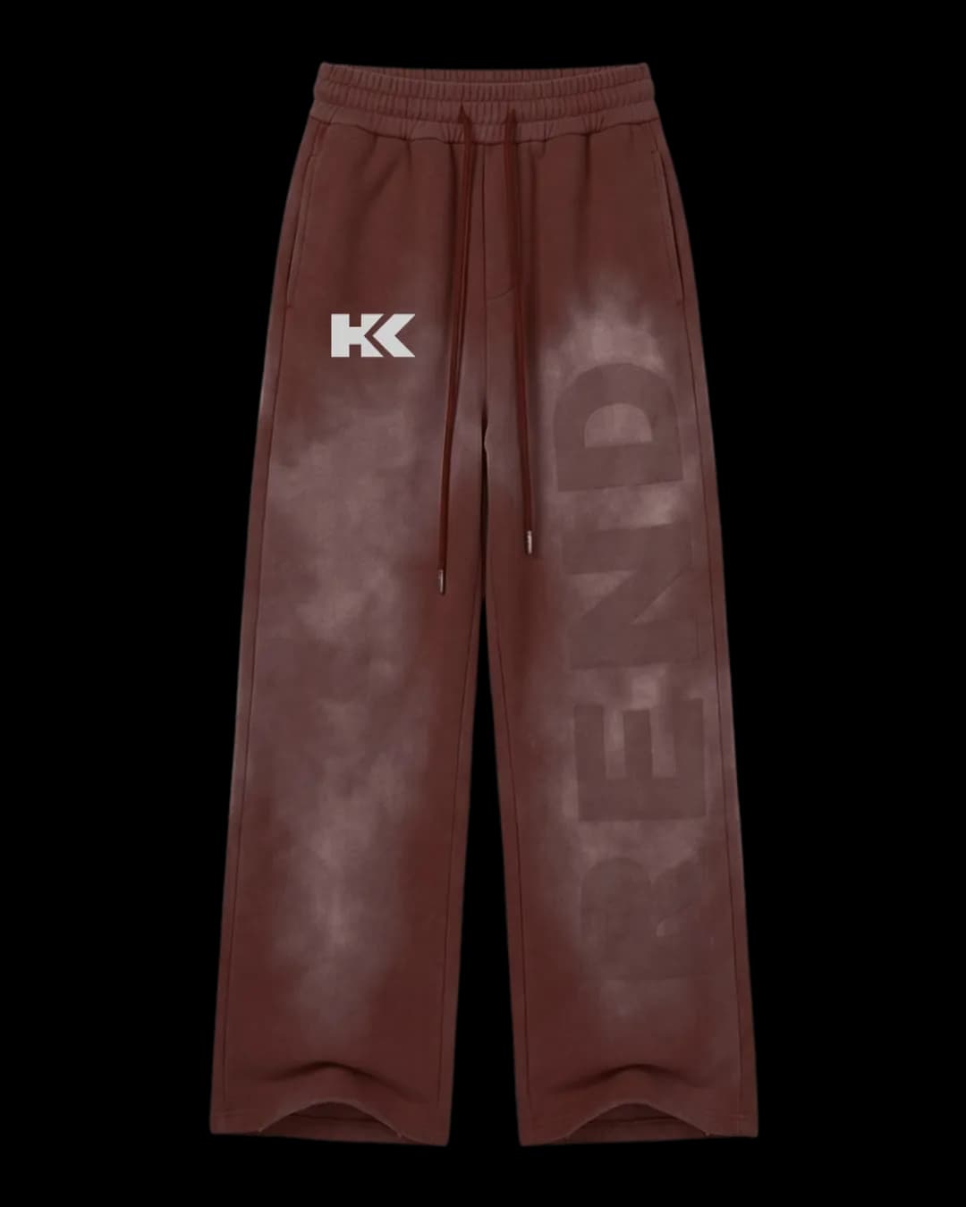Washed Print Wide Leg Sweatpants in Maroon