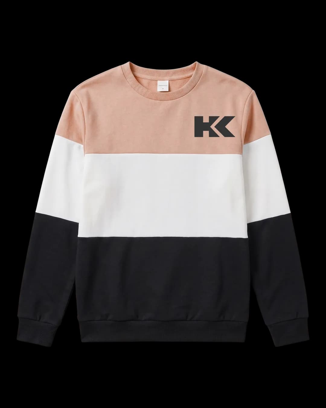 Three-Tone Crew Sweatshirt in Peach