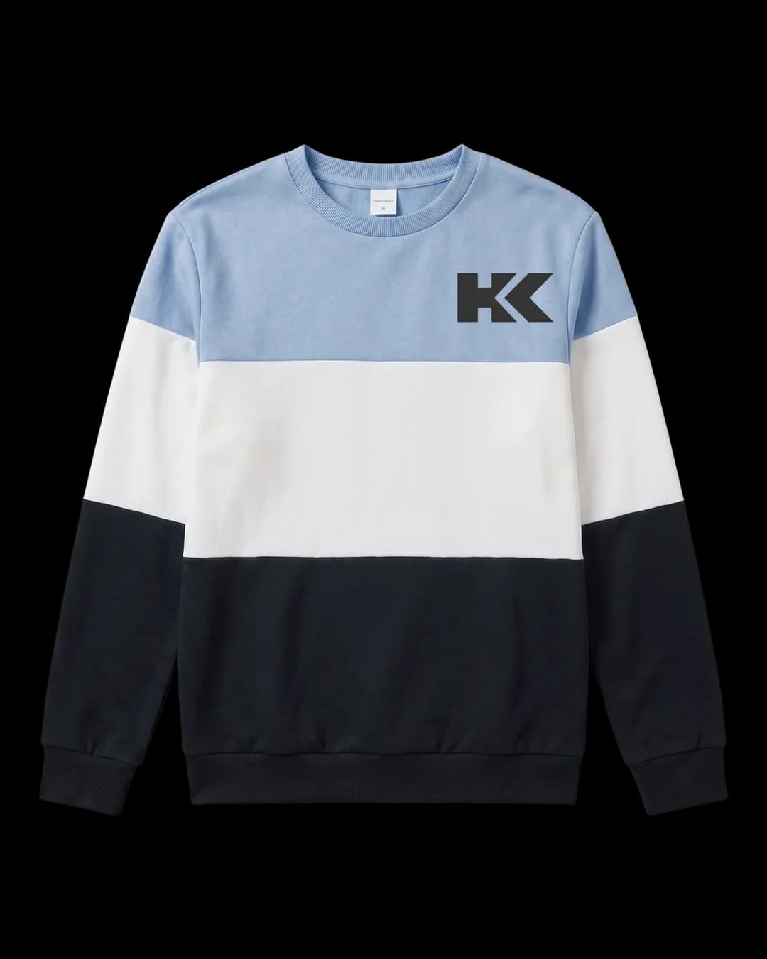 Three-Tone Crew Sweatshirt in Powder Blue