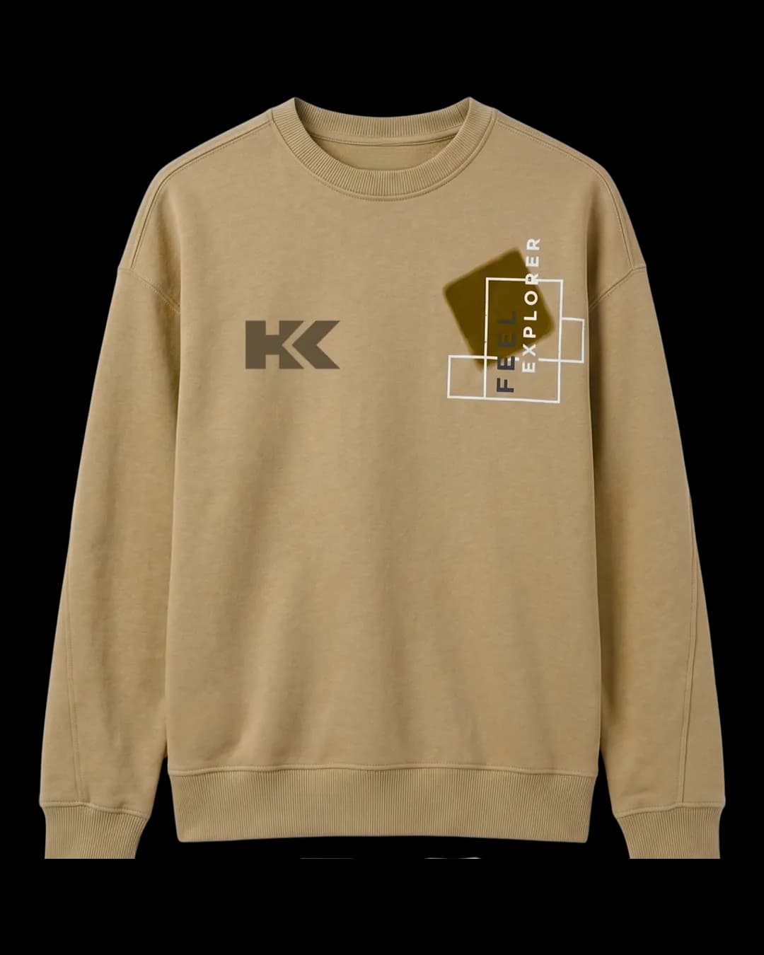 Graphic Crew Sweatshirt in Tan