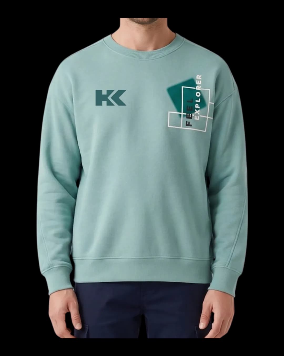 Graphic Crew Sweatshirt worn by a model