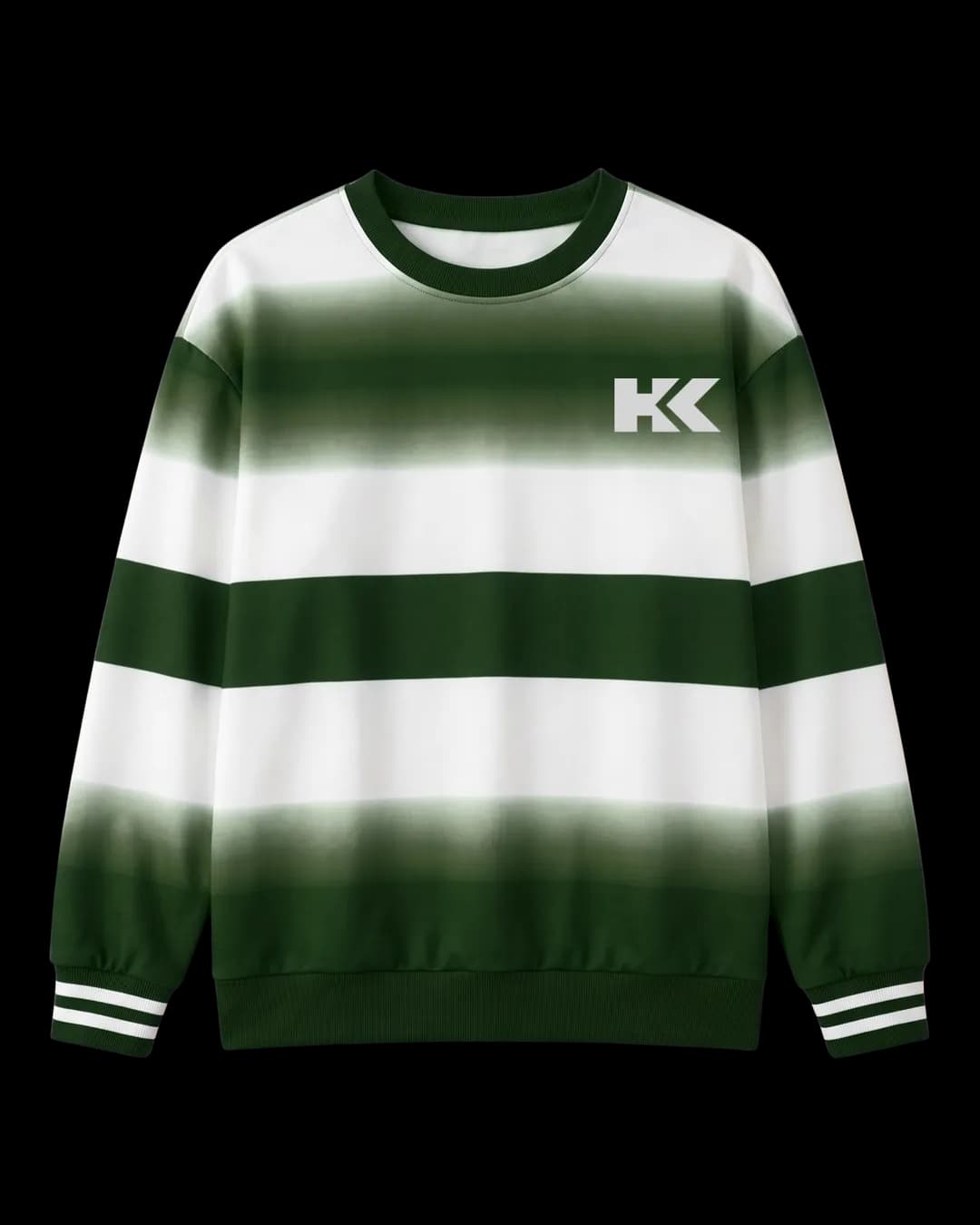 Dip-Dye Stripe Sweatshirt in Bottle Green