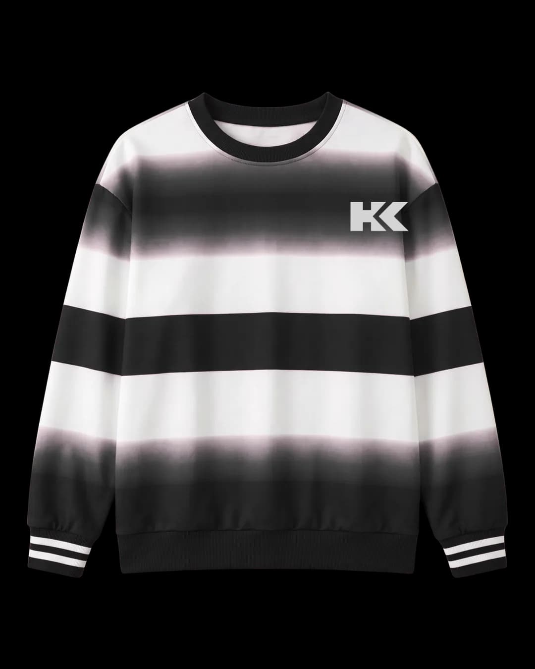 Dip-Dye Stripe Sweatshirt in Black