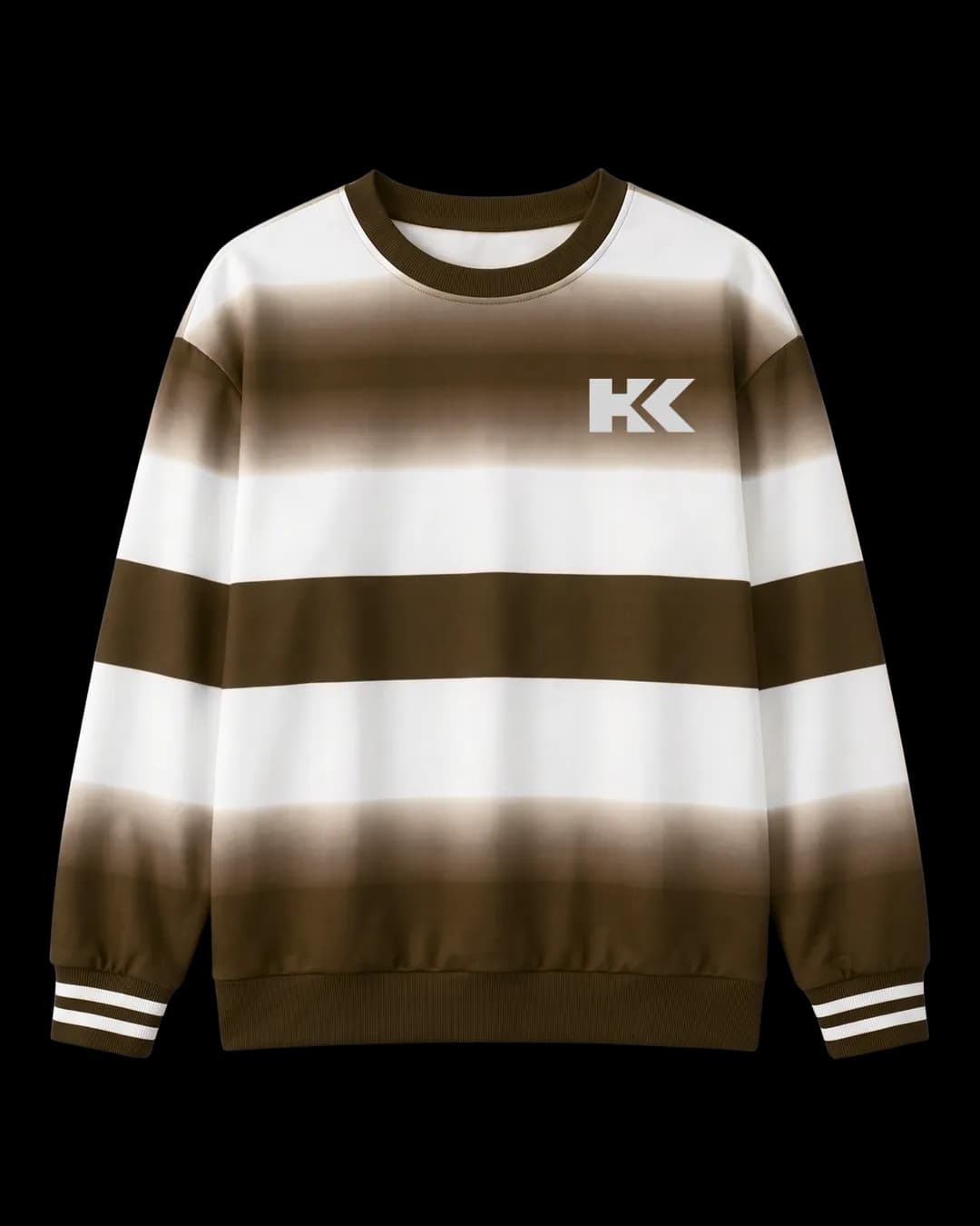 Dip-Dye Stripe Sweatshirt in Brown