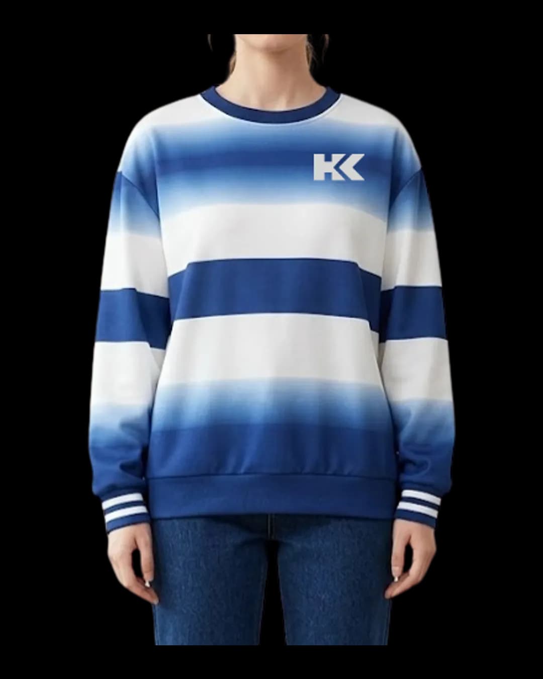Dip-Dye Stripe Sweatshirt worn by a model