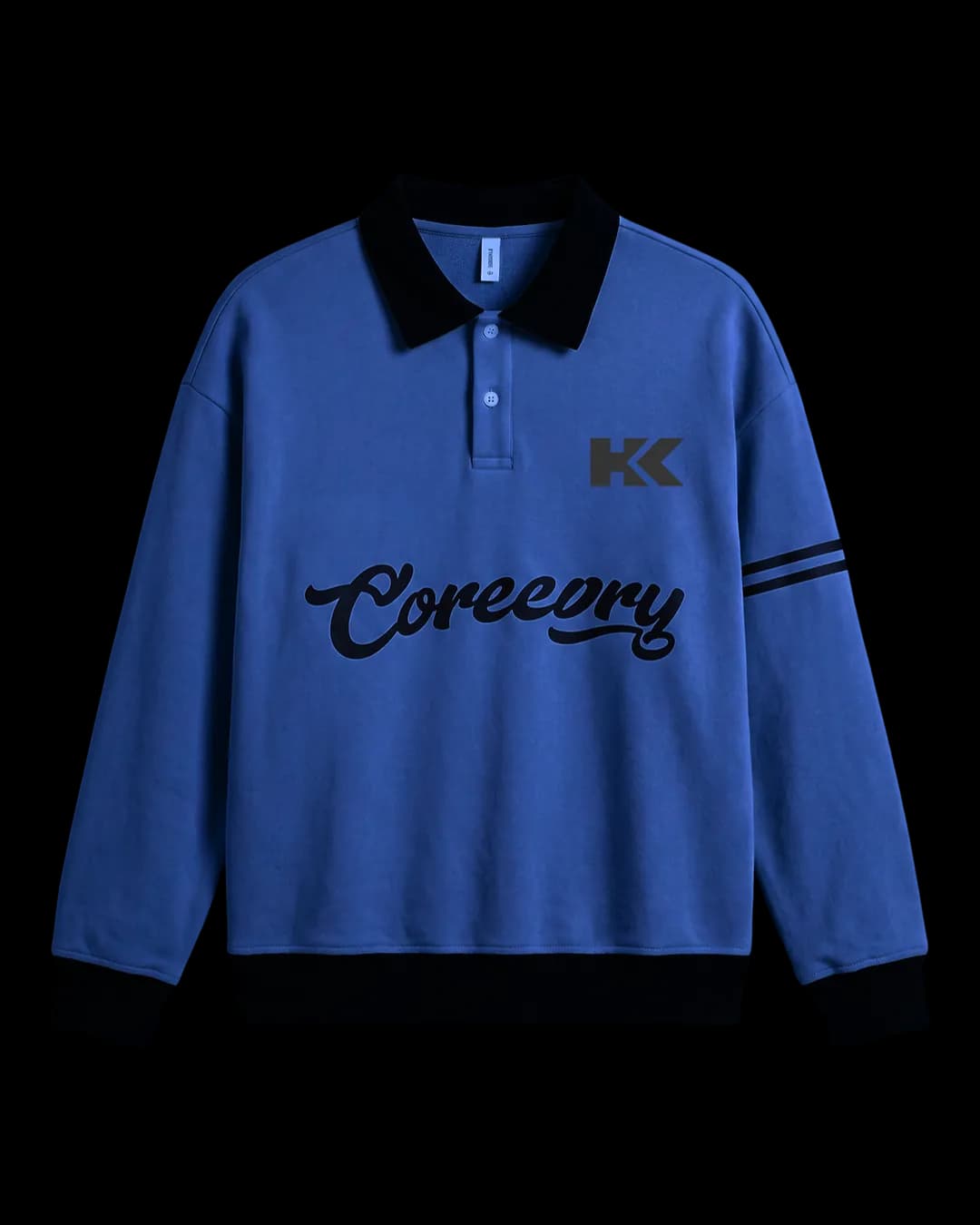 Collared Script Sweatshirt in Royal Blue