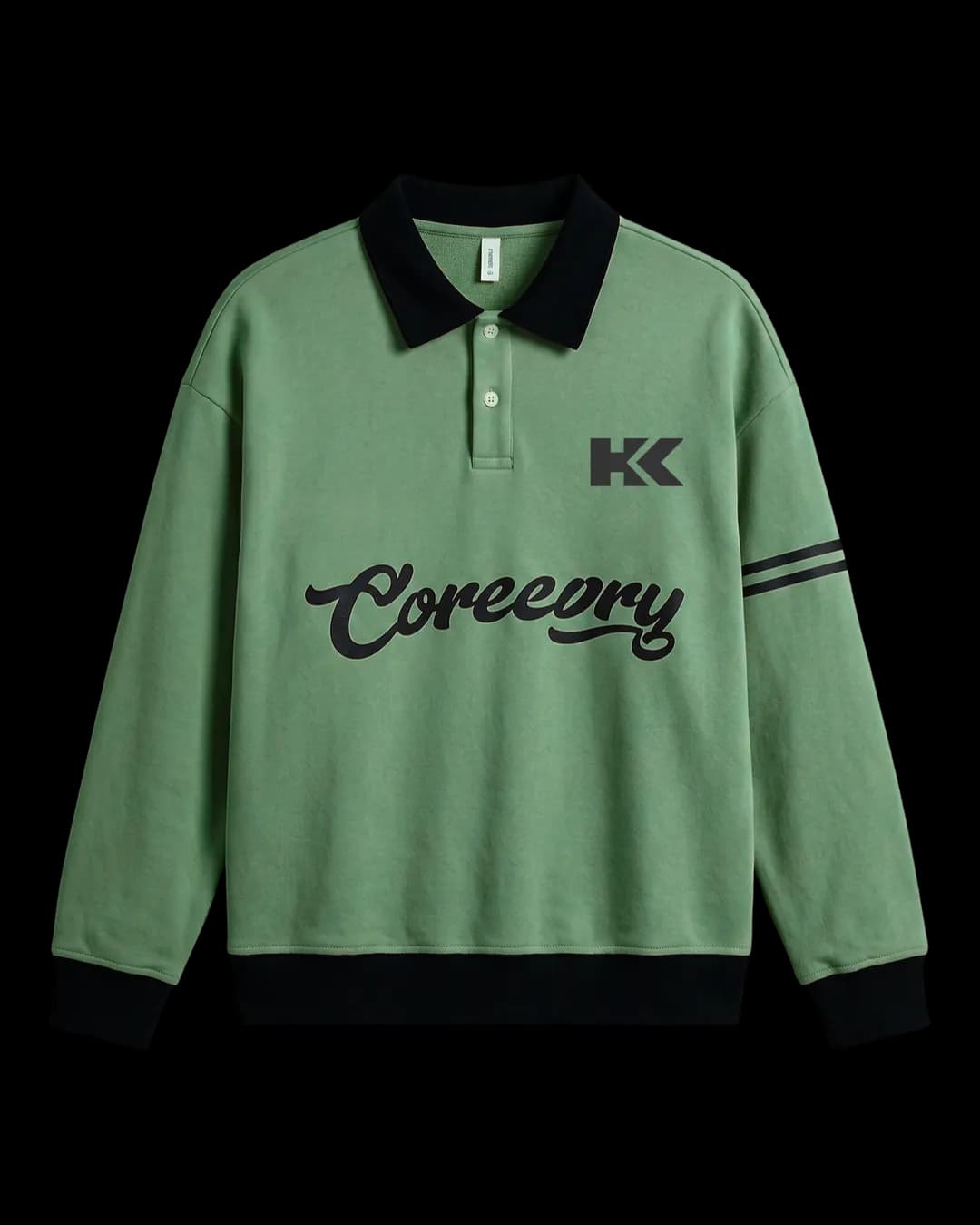 Collared Script Sweatshirt in Green