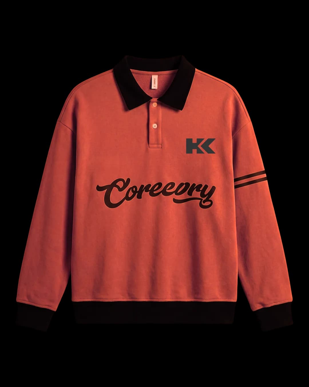 Collared Script Sweatshirt in Orange