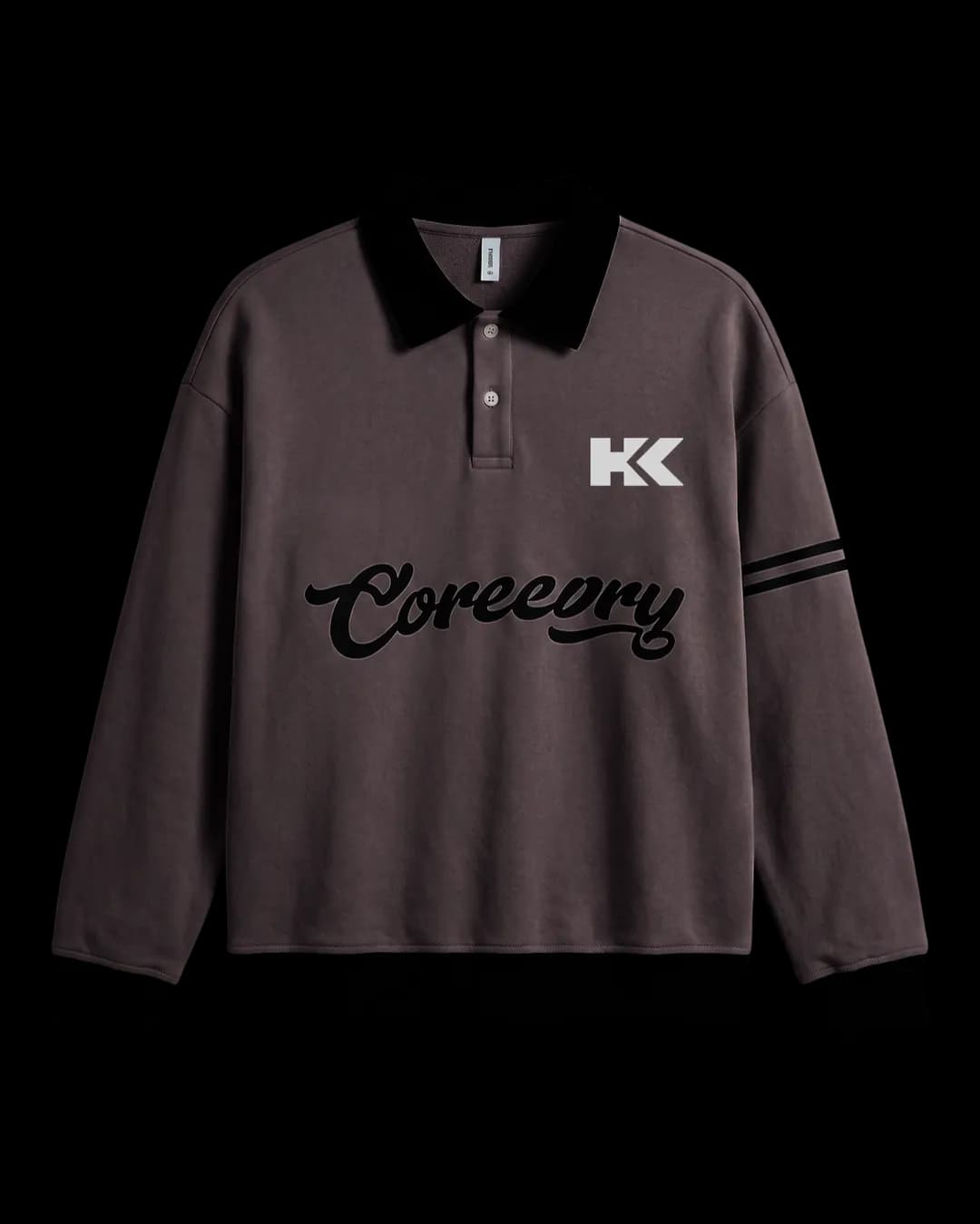 Collared Script Sweatshirt in Brown
