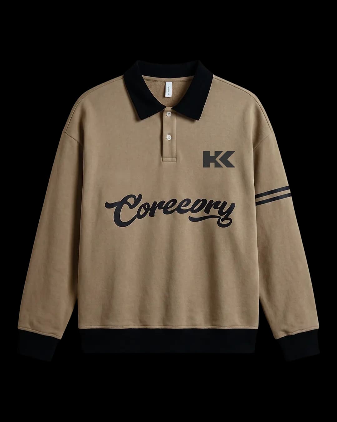 Collared Script Sweatshirt in Tan