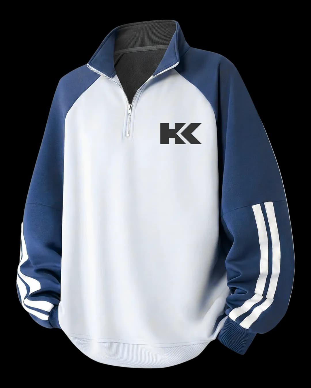Raglan Polo Sweatshirt in Navy