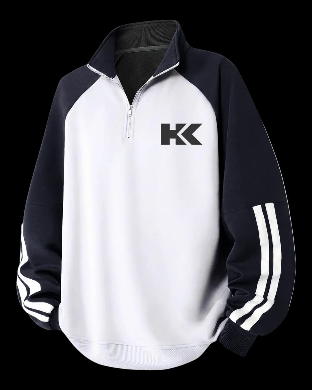Raglan Polo Sweatshirt in Black