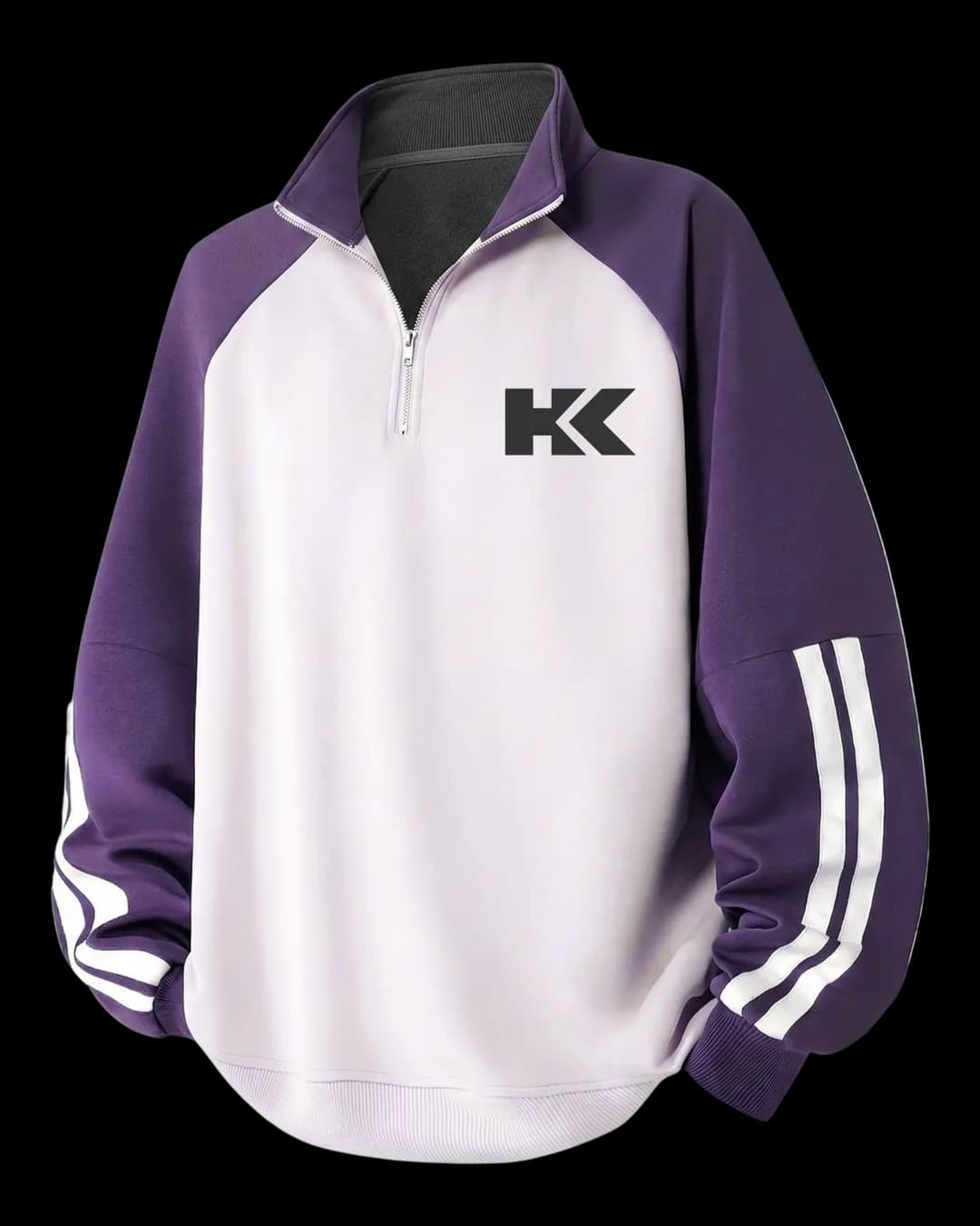 Raglan Polo Sweatshirt in Purple
