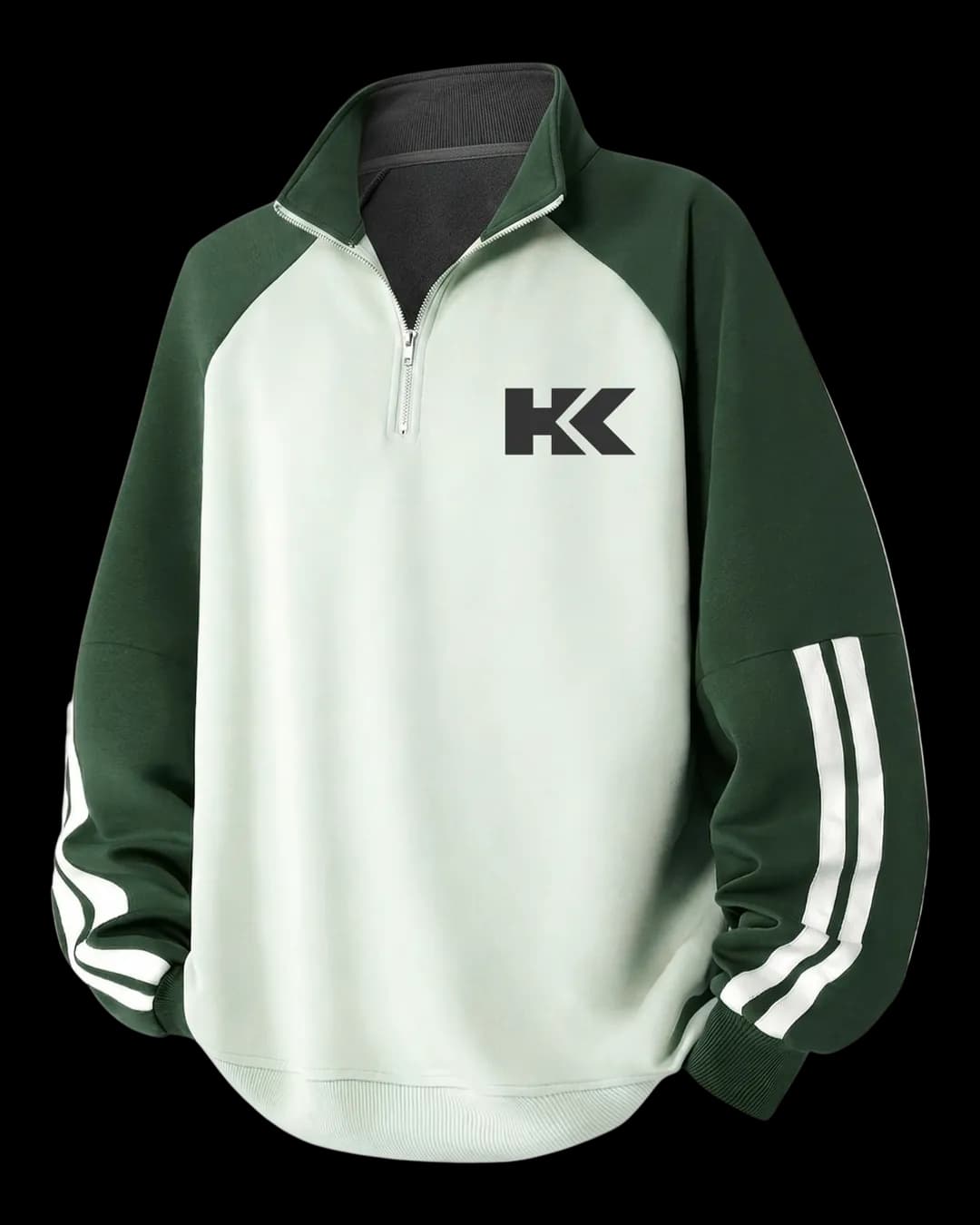 Raglan Polo Sweatshirt in Green