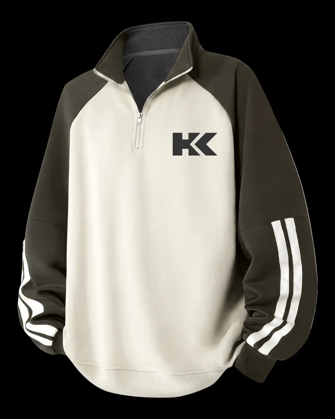Raglan Polo Sweatshirt in Olive
