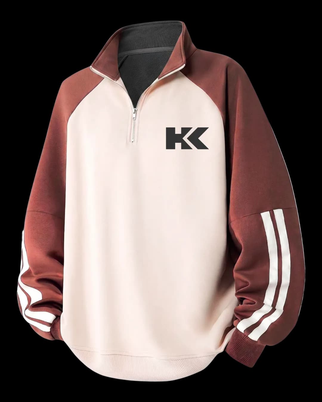 Raglan Polo Sweatshirt in Brown