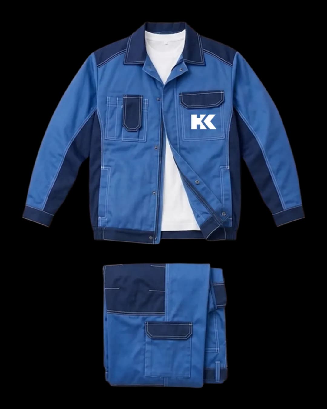 Two-Tone Work Suit in Royal Blue