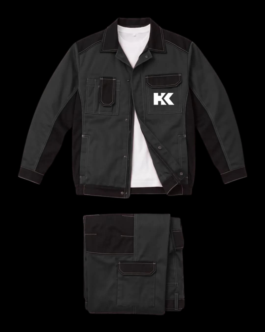Two-Tone Work Suit in Black