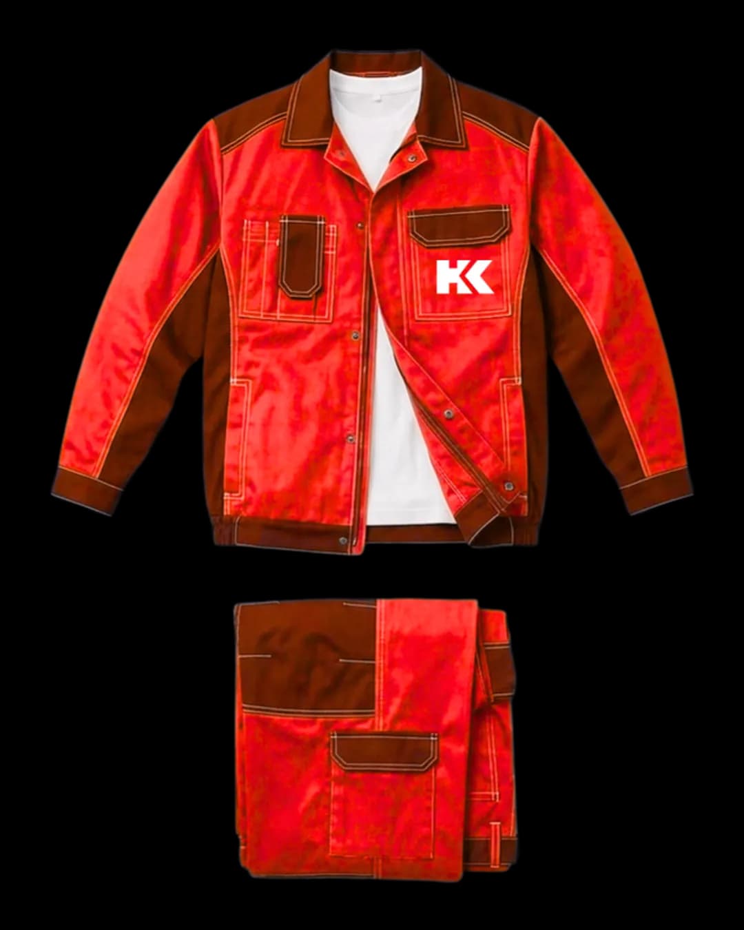 Two-Tone Work Suit in Red