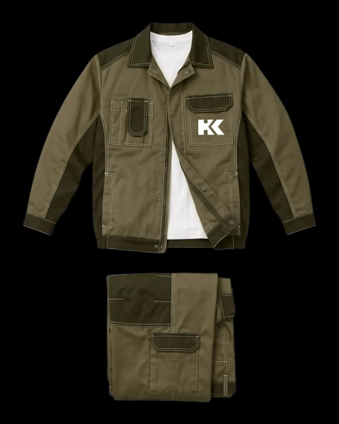 Two-Tone Work Suit in Olive