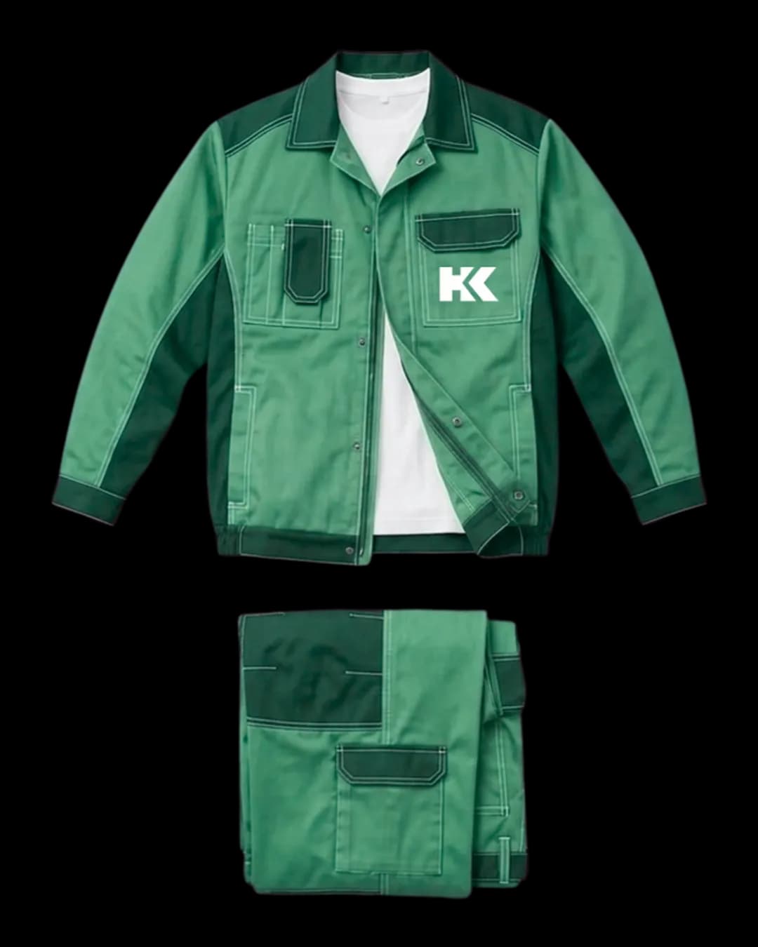 Two-Tone Work Suit in Green