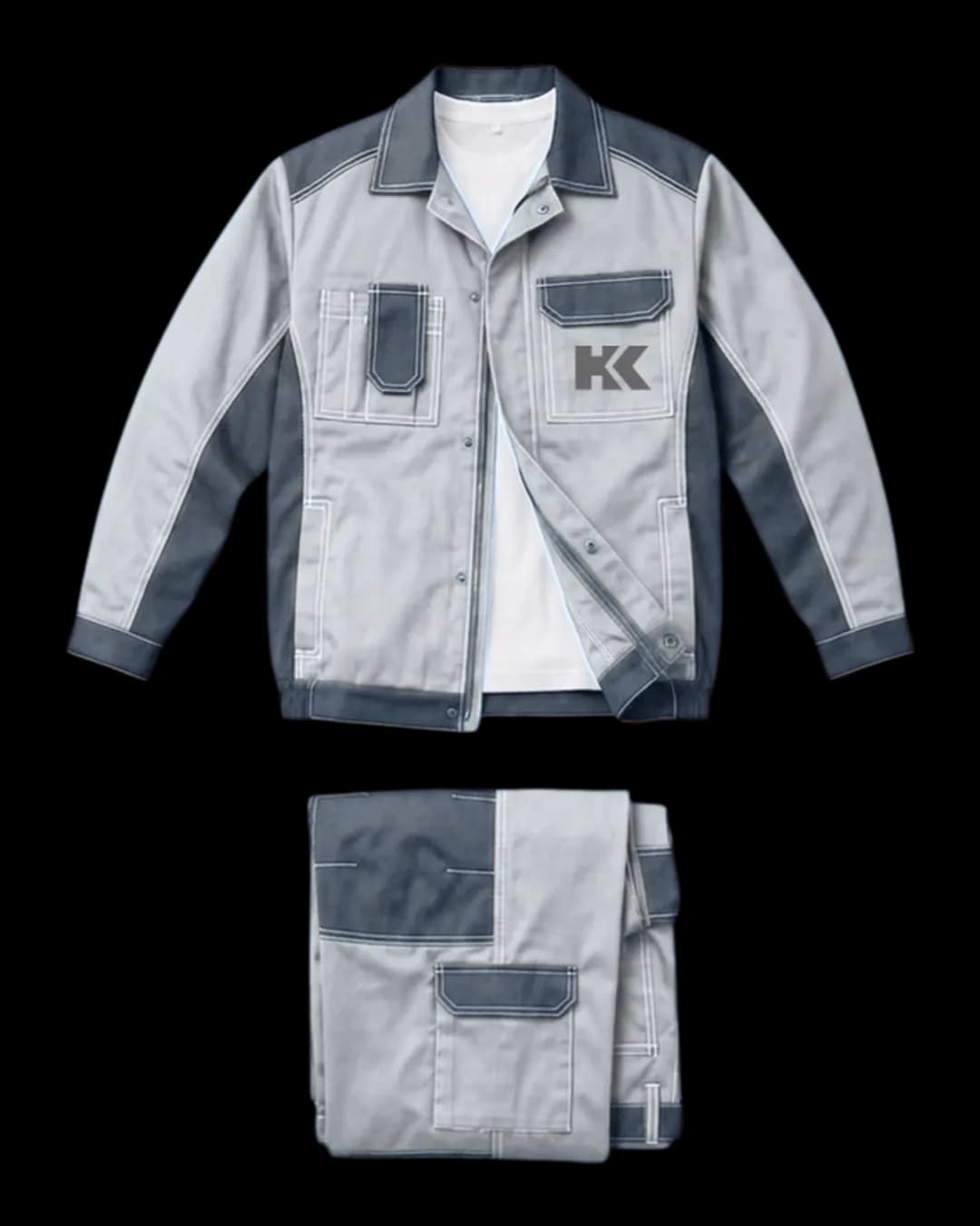 Two-Tone Work Suit in Light Grey