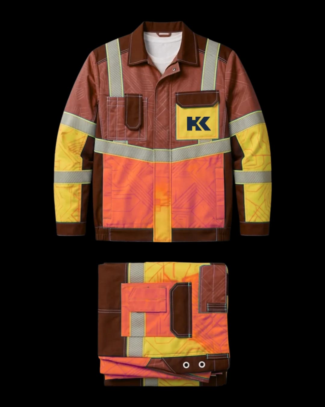 Reflective Panel Work Suit in Red
