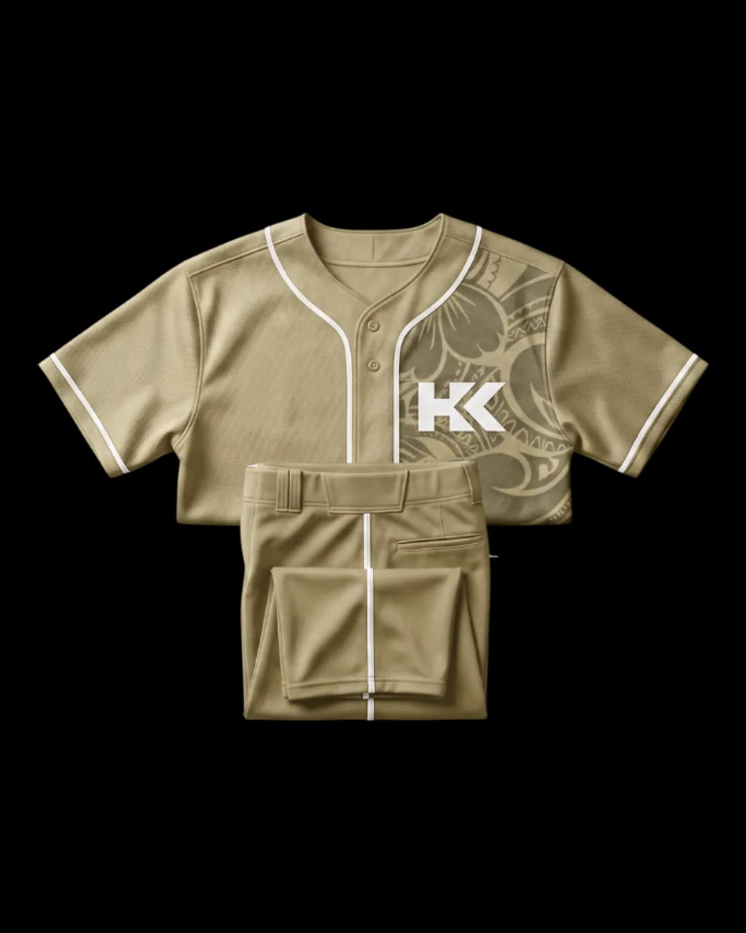 Classic Baseball Uniform in Khaki