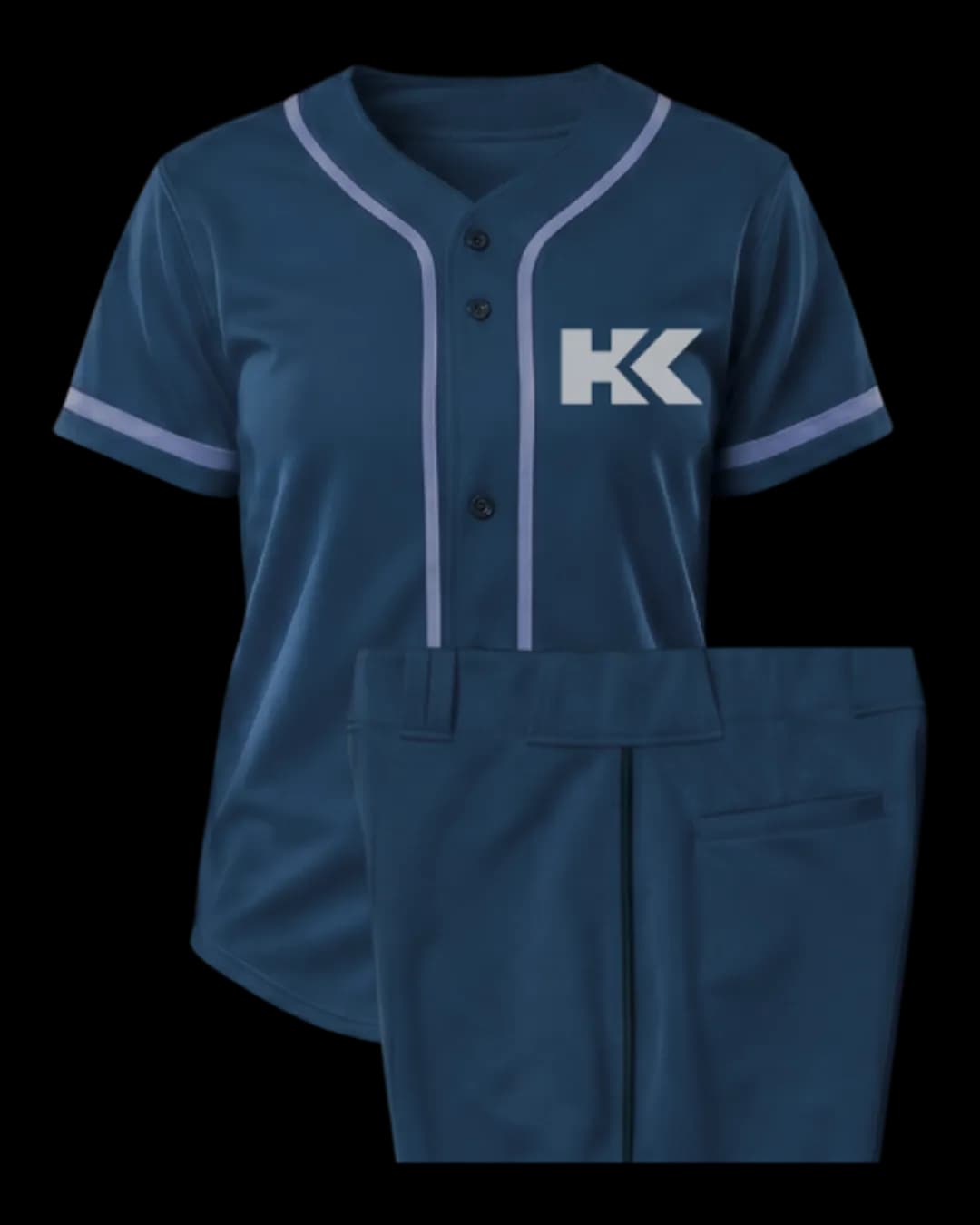 Contrast Piping Baseball Uniform in Navy