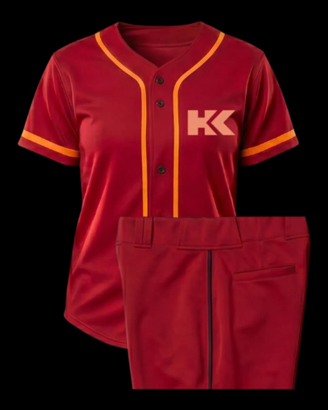 Contrast Piping Baseball Uniform in Red