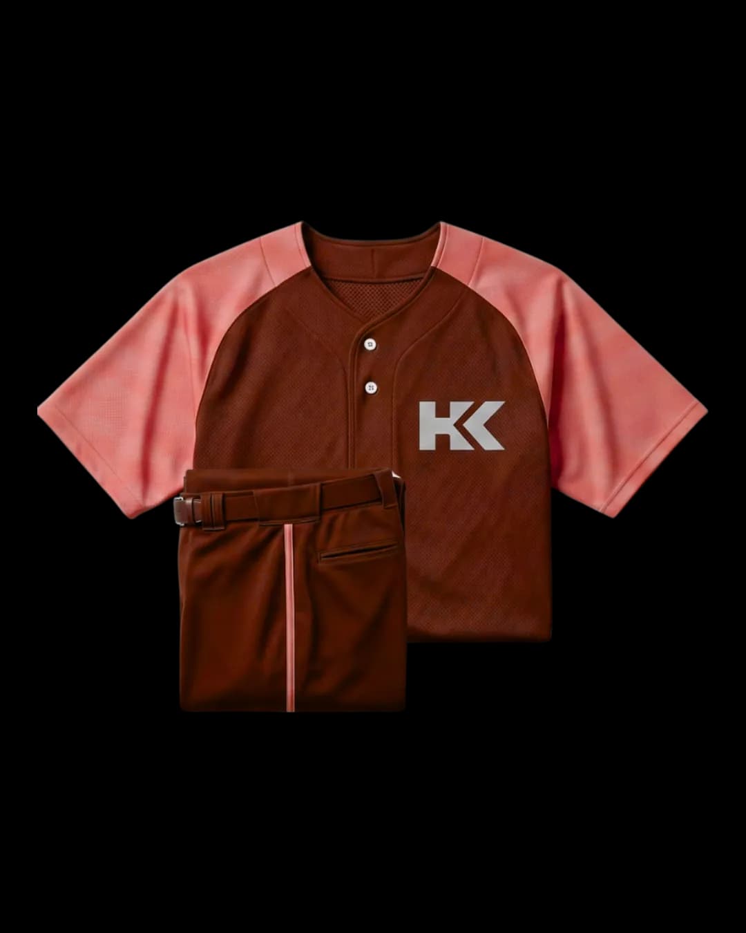Raglan Henley Baseball Uniform in Red