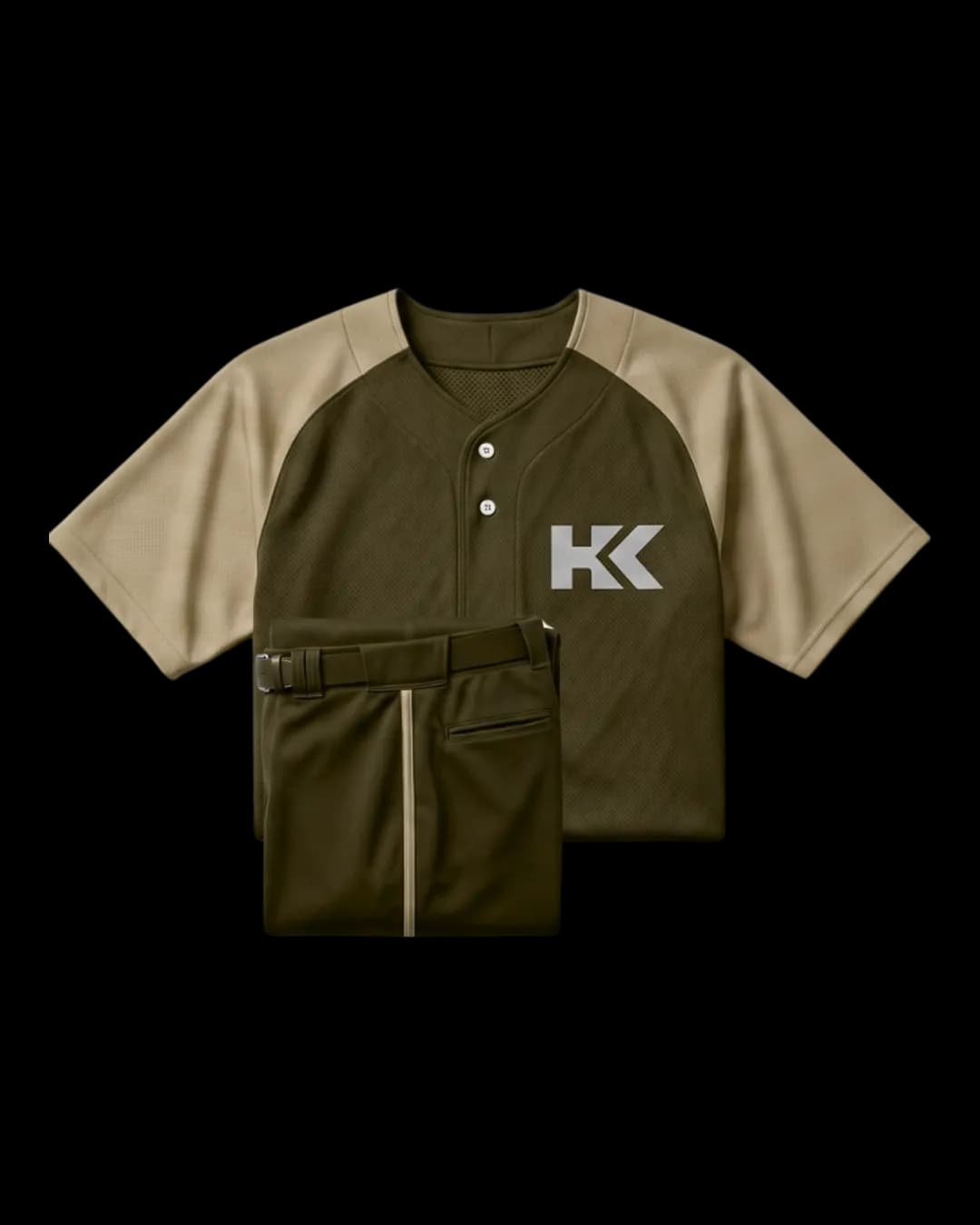 Raglan Henley Baseball Uniform in Khaki